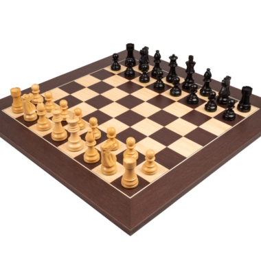 Ensemble de Jeu d'Échecs Staunton Bois de Buis Ebonisé avec Échiquier en Wengé et Érable