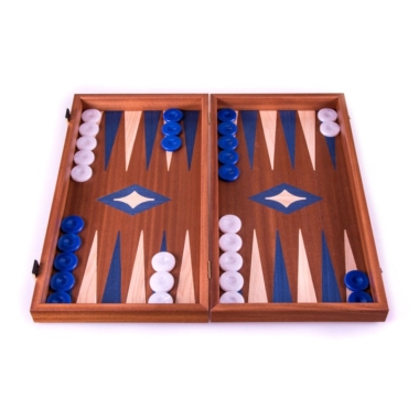 Backgammon en Bois d'Acajou et Flèches Bleues