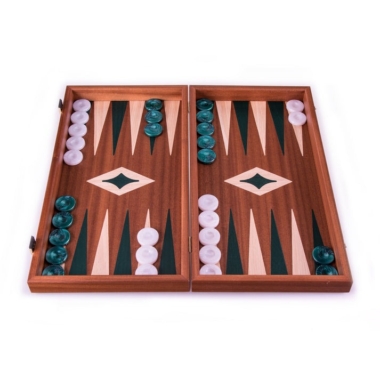 Backgammon en Bois d'Acajou et Flèches Vertes