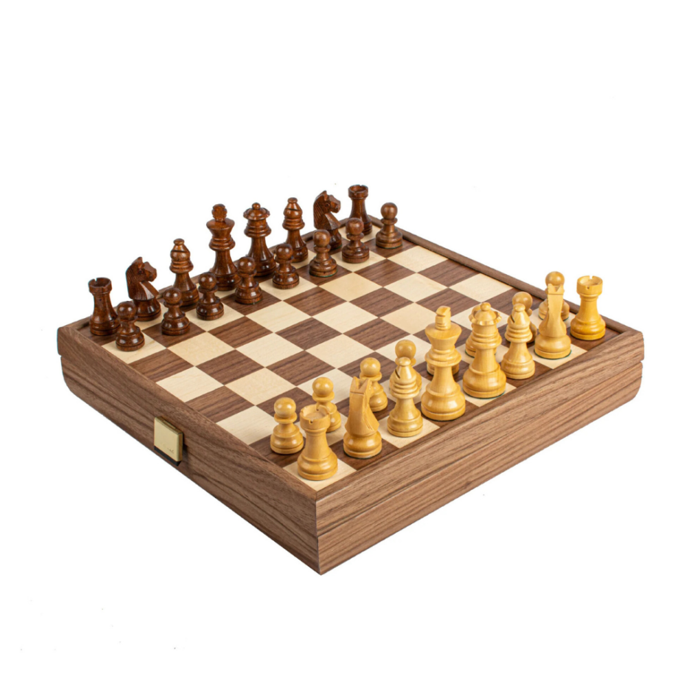 Jeu d'Échecs en Noyer avec Pièces Staunton 27x27 cm