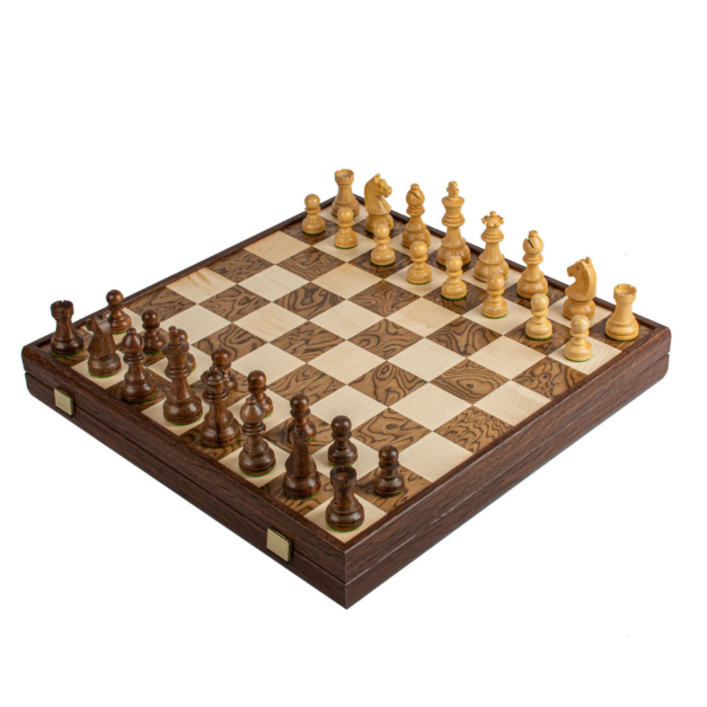 Ensemble d’Échecs en Noyer avec Pions Staunton – 43x43 cm