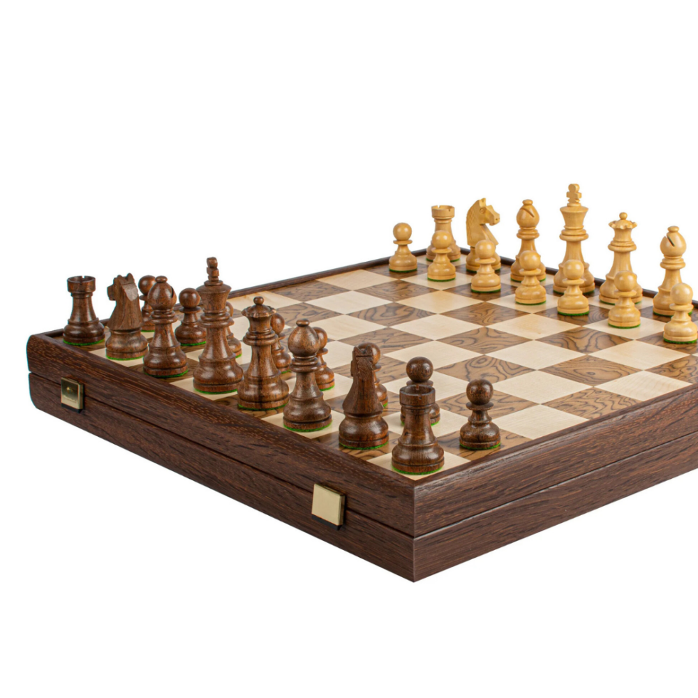 Ensemble d’Échecs en Noyer avec Pions Staunton – 43x43 cm