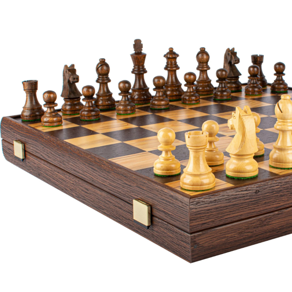 Jeu d'Échecs en Frêne Olivier - 43 x 43 cm