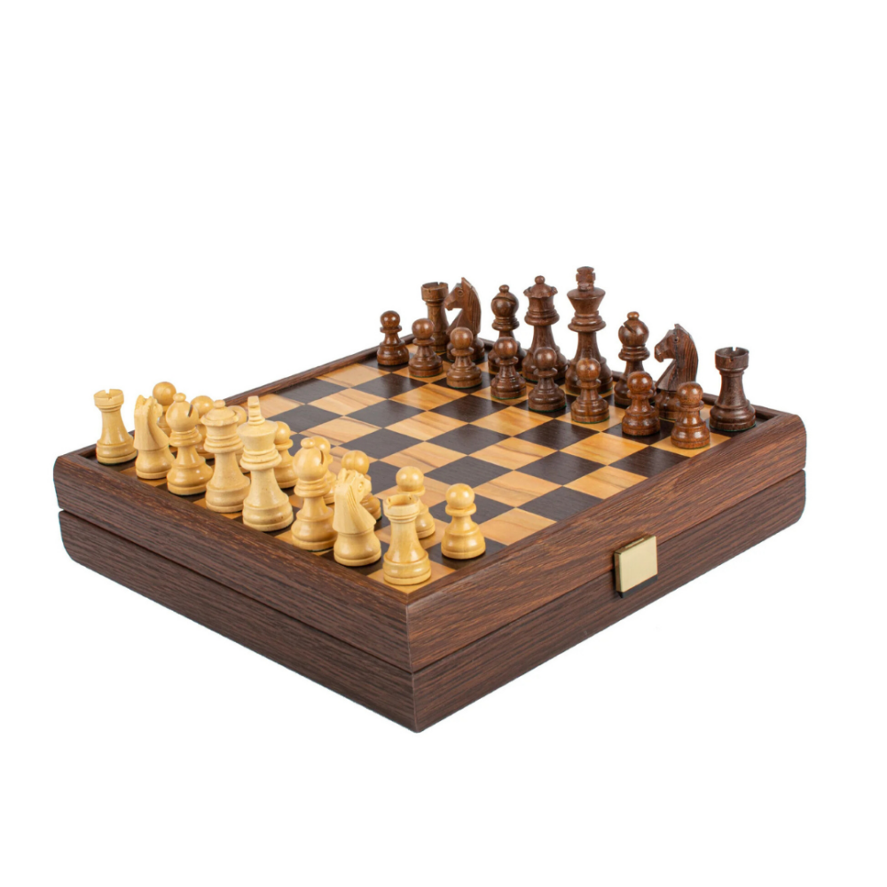 Jeu d'Échecs Artisan en Loupe d'Olivier - 27x27 cm