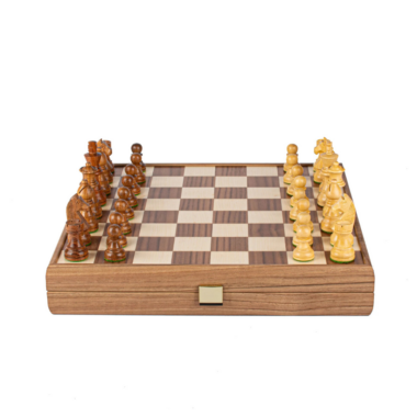 Jeu d'Échecs Artisanat en Noyer avec Pièces Staunton Lestées - 35x35 cm