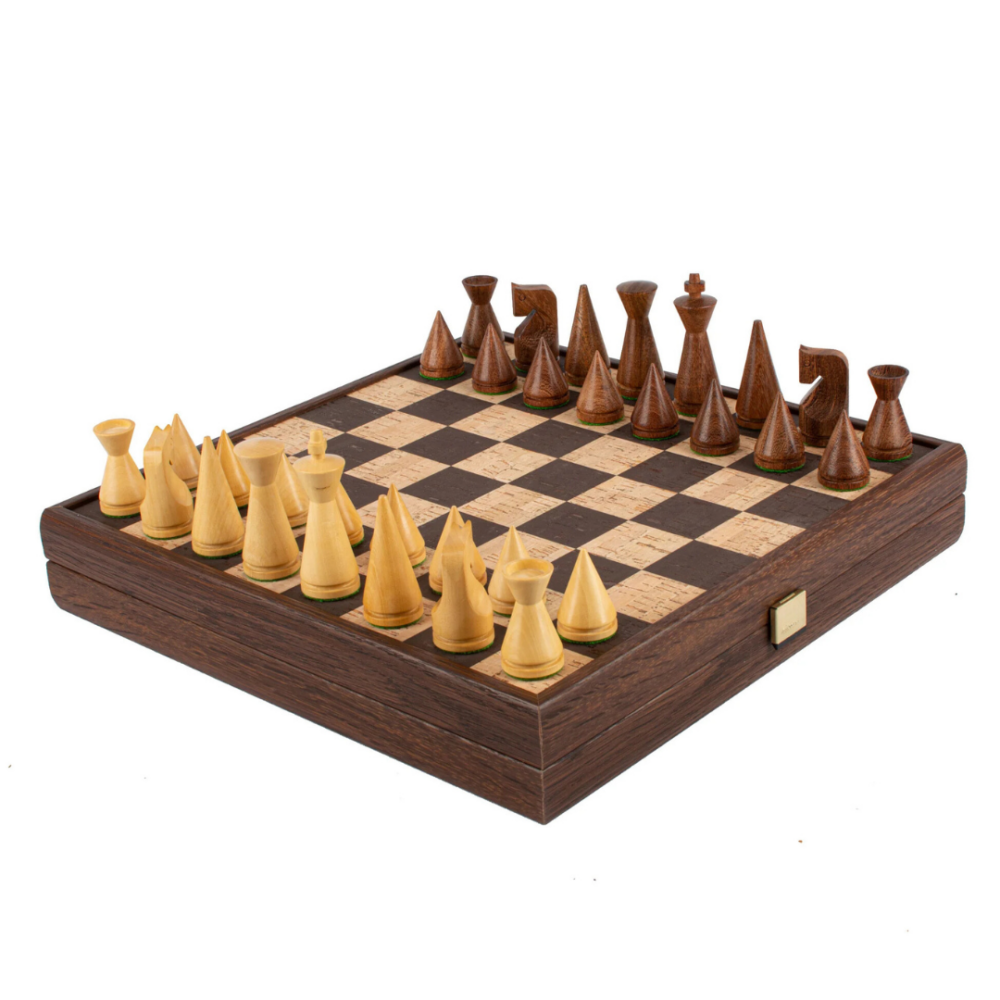 Ensemble d'Échecs en Liège Marron-Naturel – 40x40 cm