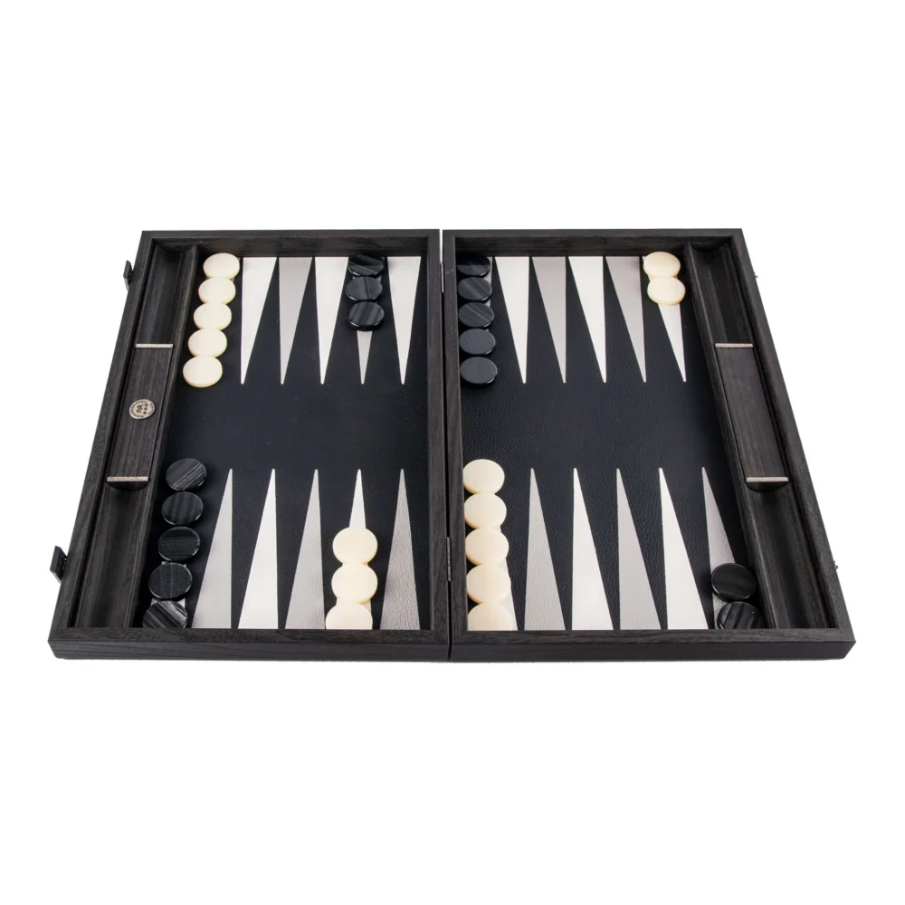 Ensemble de Backgammon en Similicuir Noir Classique