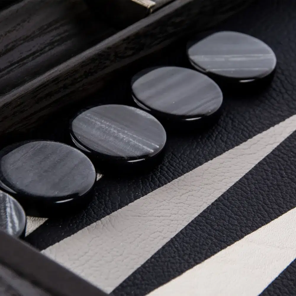 Ensemble de Backgammon en Similicuir Noir Classique