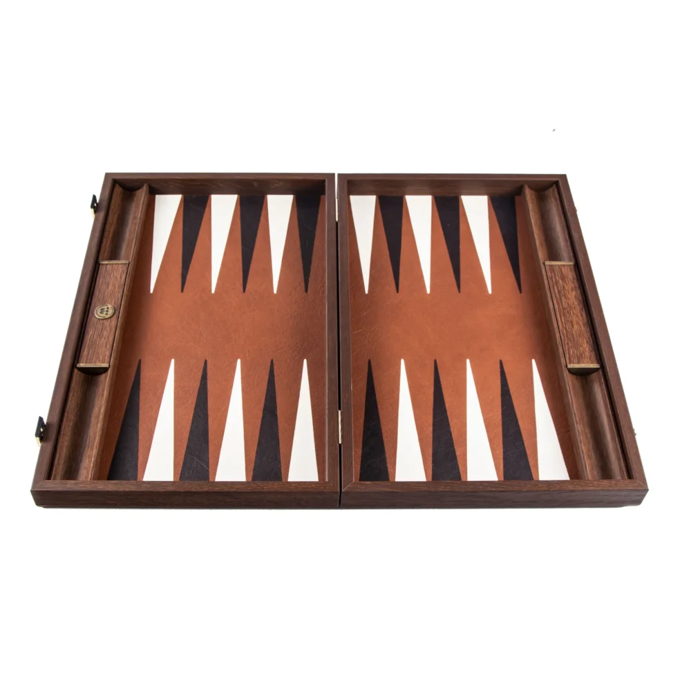 Ensemble de Backgammon en Similicuir Marron Caramel