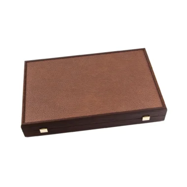 Ensemble de Backgammon en Similicuir Marron Caramel