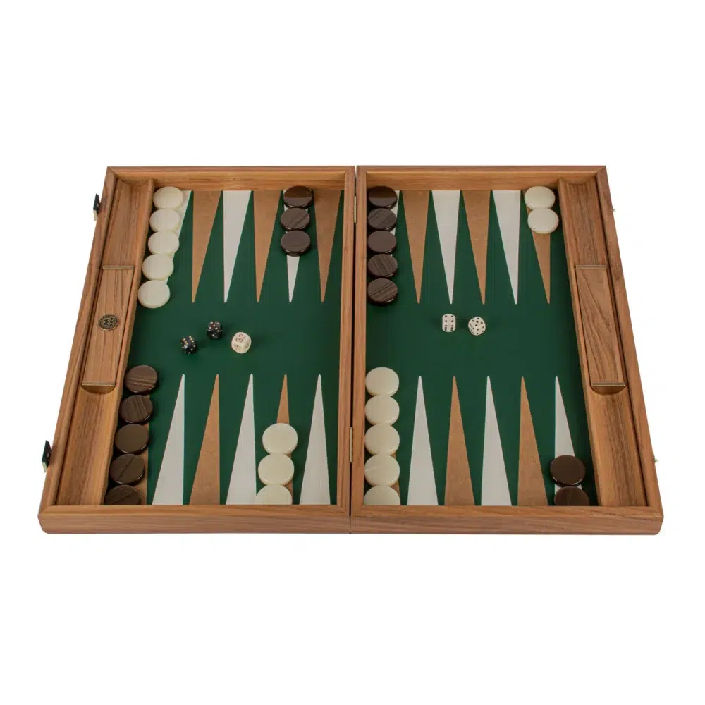 Ensemble de Backgammon en Similicuir Crocodile - Vert, Mocha et Ivoire