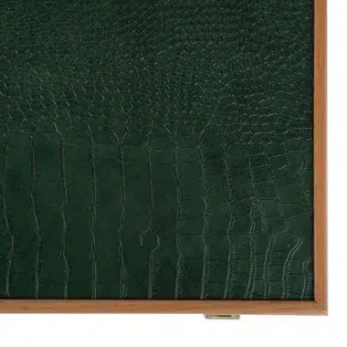 Ensemble de Backgammon en Similicuir Crocodile - Vert, Mocha et Ivoire