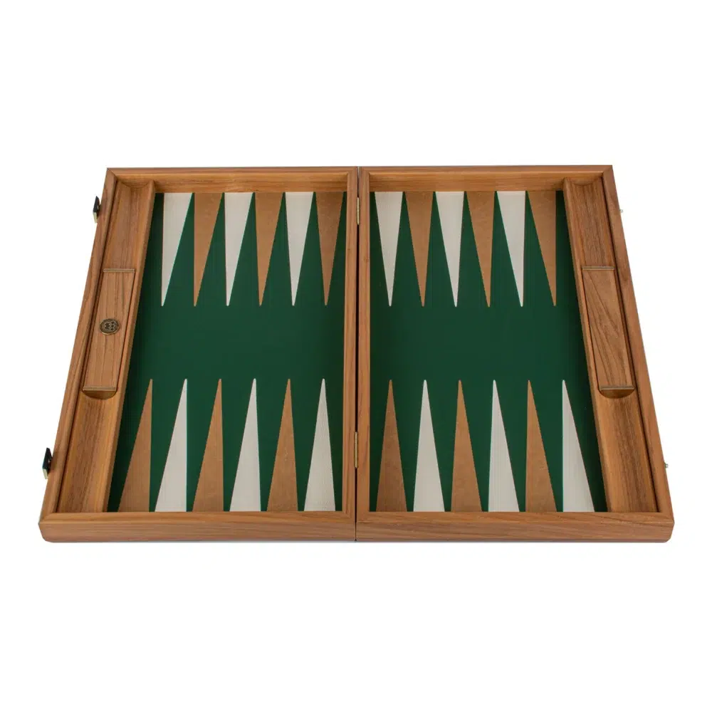 Ensemble de Backgammon en Similicuir Crocodile - Vert, Mocha et Ivoire