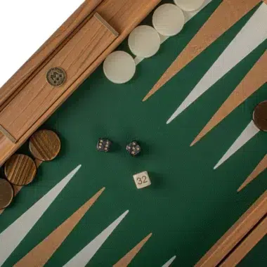 Ensemble de Backgammon en Similicuir Crocodile - Vert, Mocha et Ivoire