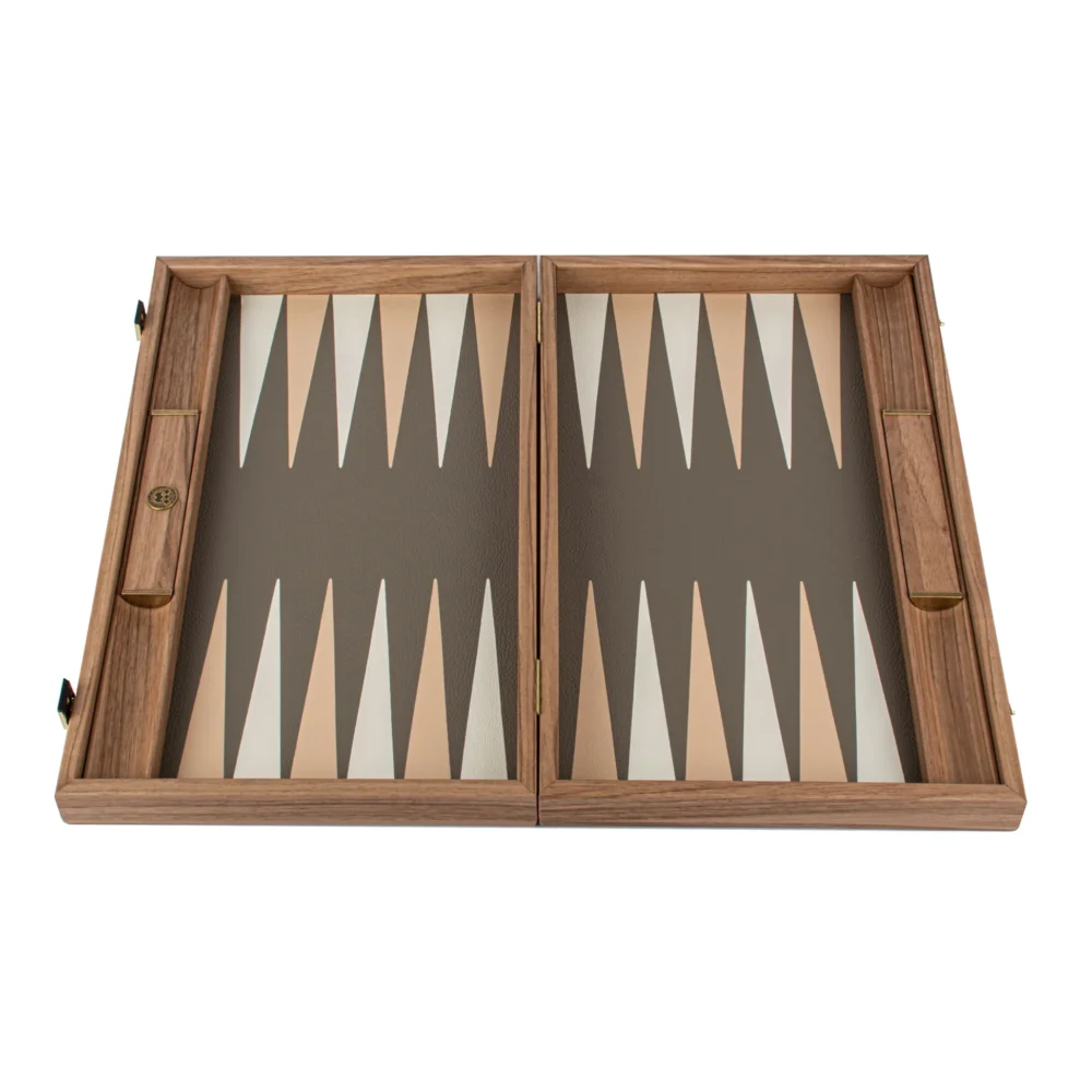 Ensemble de Backgammon en Similicuir Crocodile - Gris Beige, Ivoire et Sable