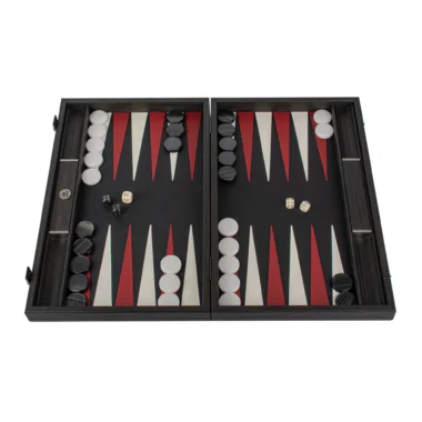 Ensemble de Backgammon en Similicuir Crocodile Rouge Bourgogne, Noir et Blanc