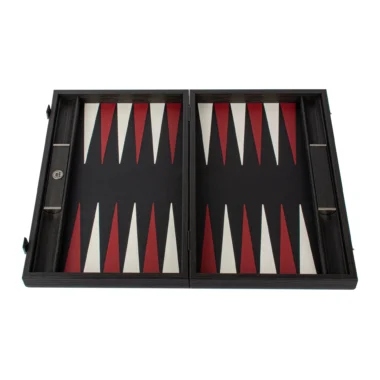 Ensemble de Backgammon en Similicuir Crocodile Rouge Bourgogne, Noir et Blanc