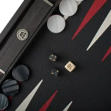 Ensemble de Backgammon en Similicuir Crocodile Rouge Bourgogne, Noir et Blanc