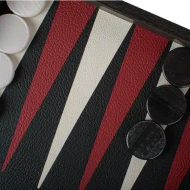 Ensemble de Backgammon en Similicuir Crocodile Rouge Bourgogne, Noir et Blanc