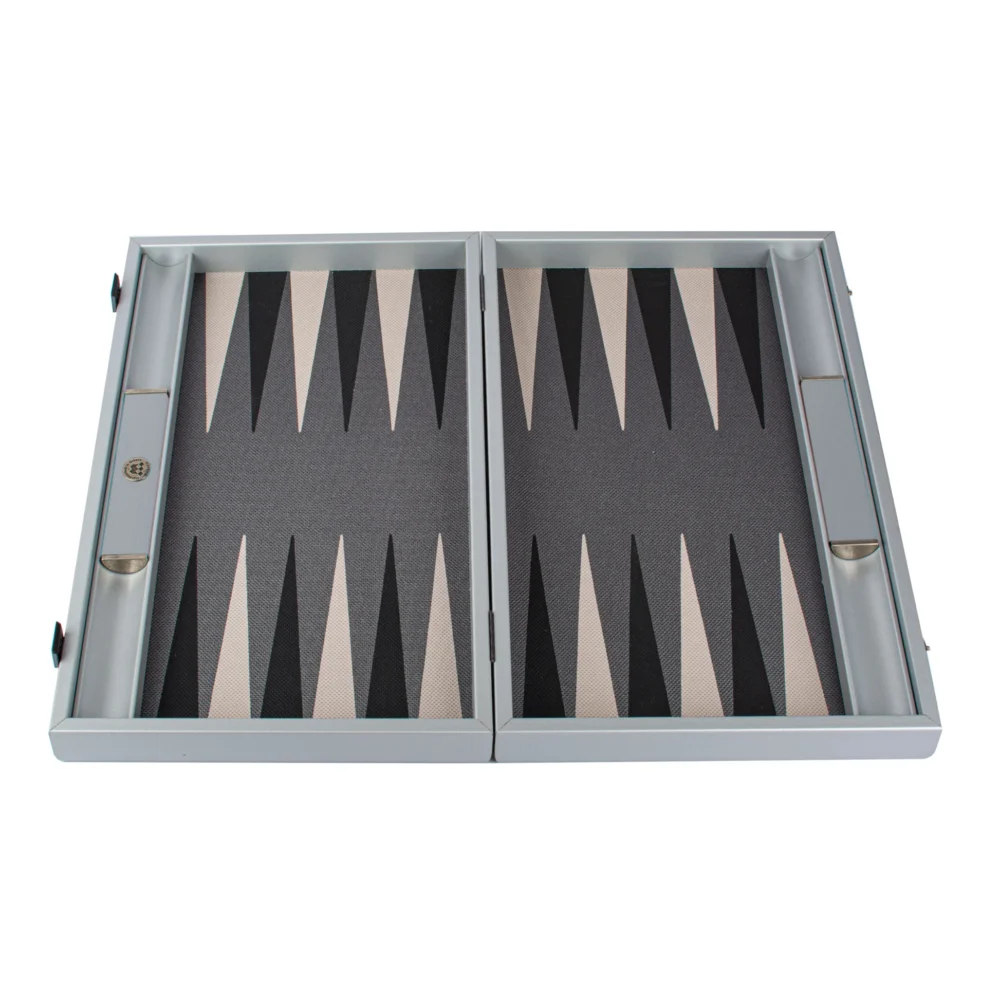 Ensemble de Backgammon en Similicuir Design Futuriste - Argent, Noir & Blanc