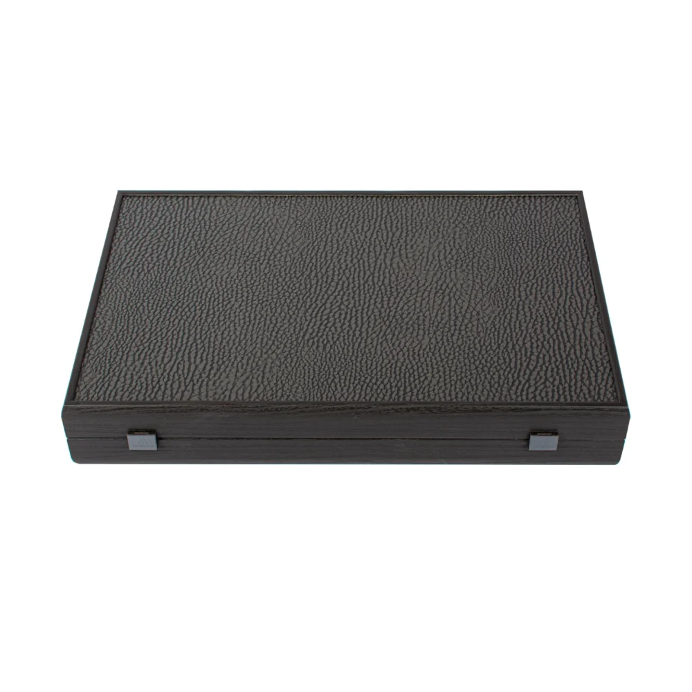 Ensemble de Backgammon en Similicuir Trilogy de Gris - Jeu de Luxe avec Finition en Similicuir