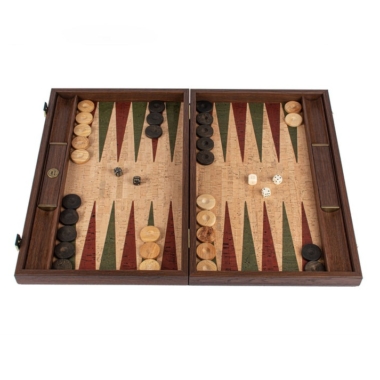 Backgammon en Liège Naturel avec Pions en Bois d'Olivier