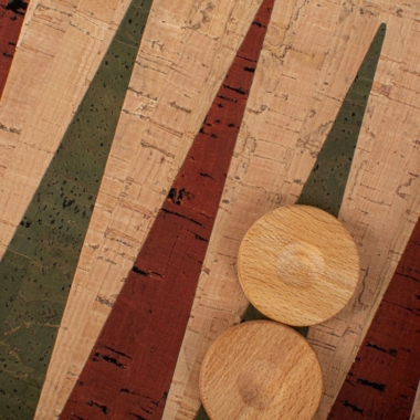 Backgammon en Liège Naturel avec Pions en Bois d'Olivier