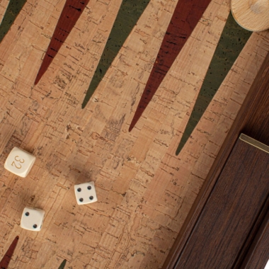 Backgammon en Liège Naturel avec Pions en Bois d'Olivier