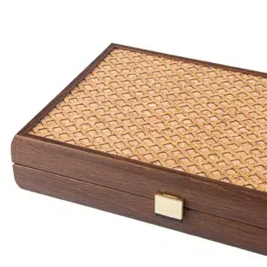 Ensemble de Backgammon en Liège Naturel avec Design Cubique et Pions en Bois d'Olivier