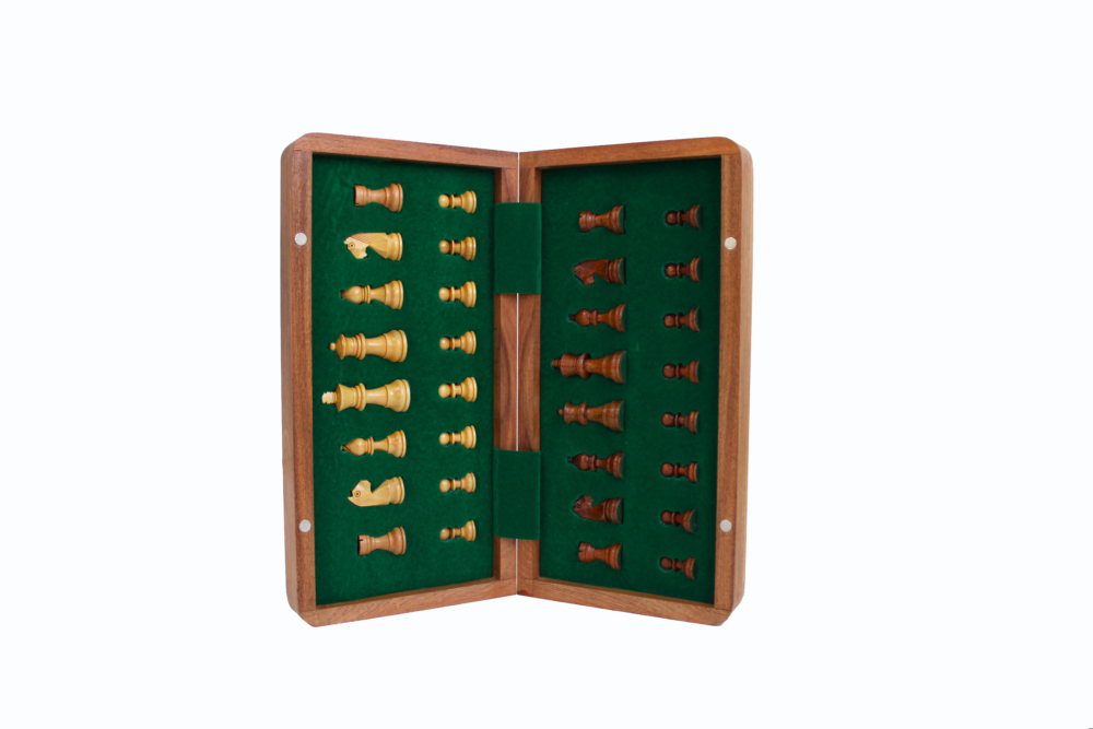 Jeu d'Echecs Magnétique de Voyage en Bois d'Acacia