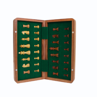 Jeu d'Echecs Magnétique de Voyage en Bois d'Acacia