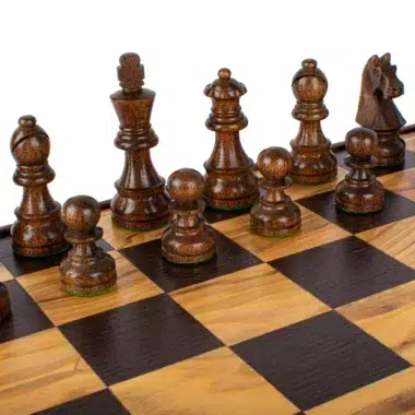 Jeu d'Échecs en Frêne Olivier - 43 x 43 cm