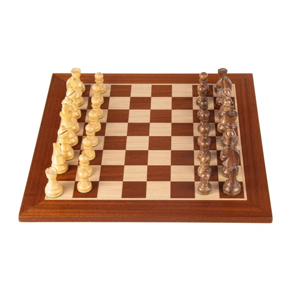 Ensemble d'Échecs en Acajou avec Pièces Staunton – 50x50 cm