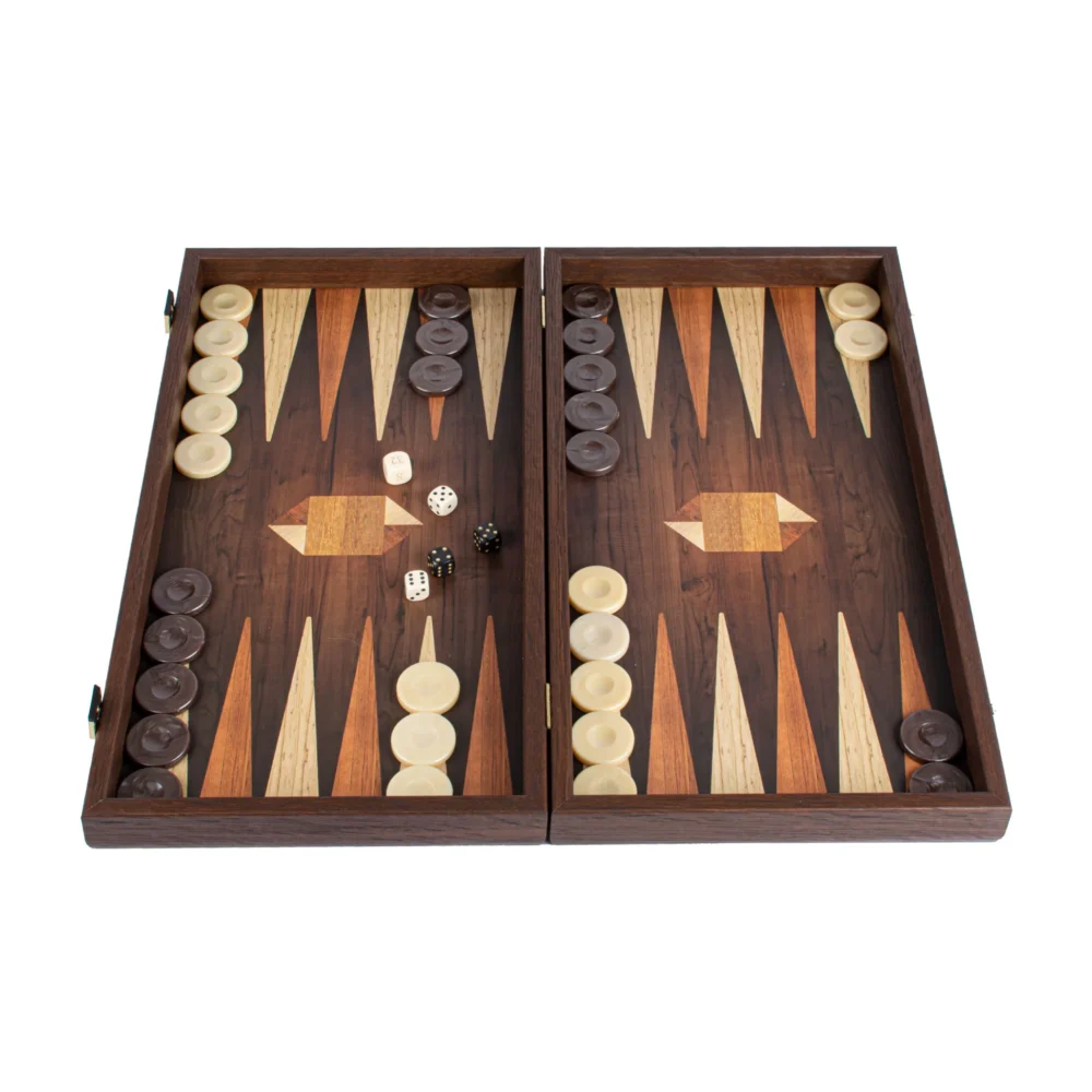 Ensemble de Backgammon avec Motif Géométrique en Bois