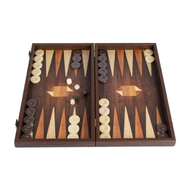 Ensemble de Backgammon avec Motif Géométrique en Bois