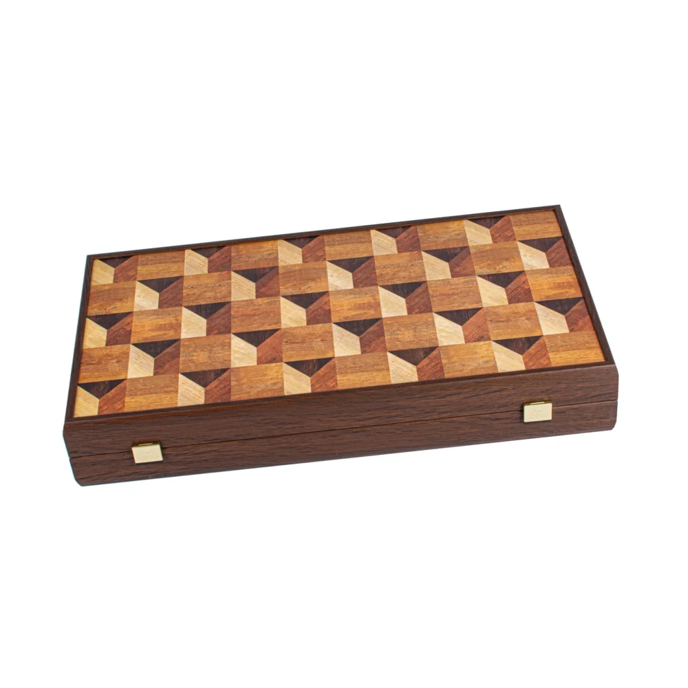 Ensemble de Backgammon avec Motif Géométrique en Bois