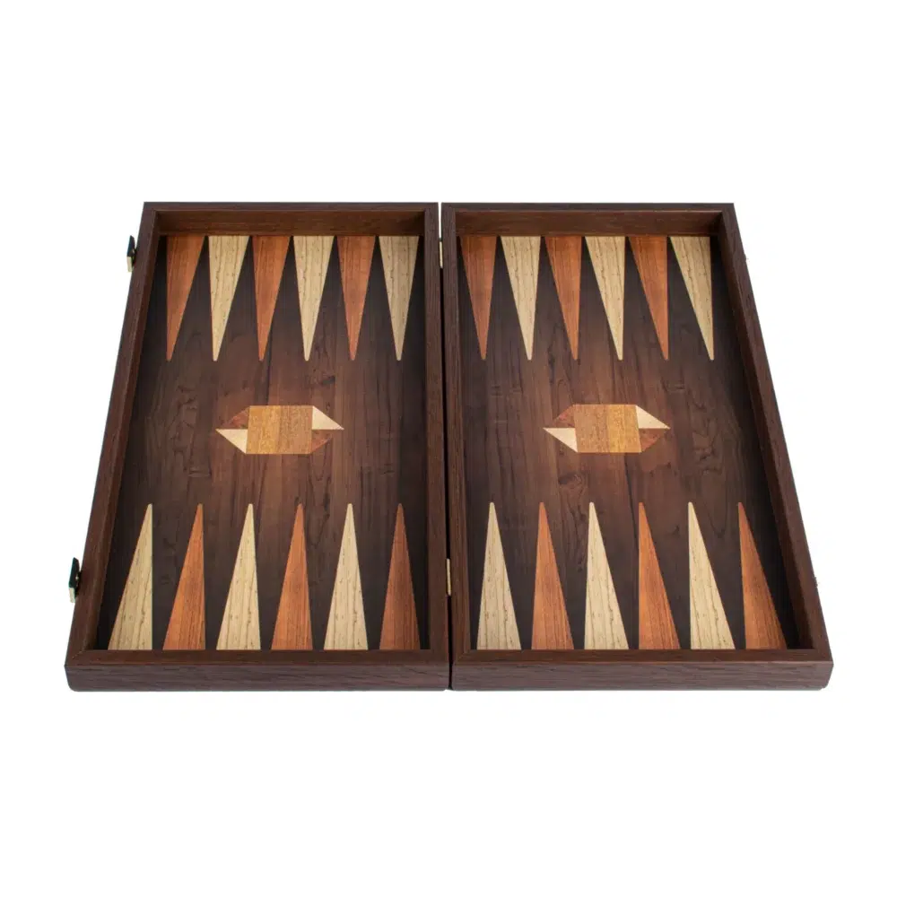 Ensemble de Backgammon avec Motif Géométrique en Bois