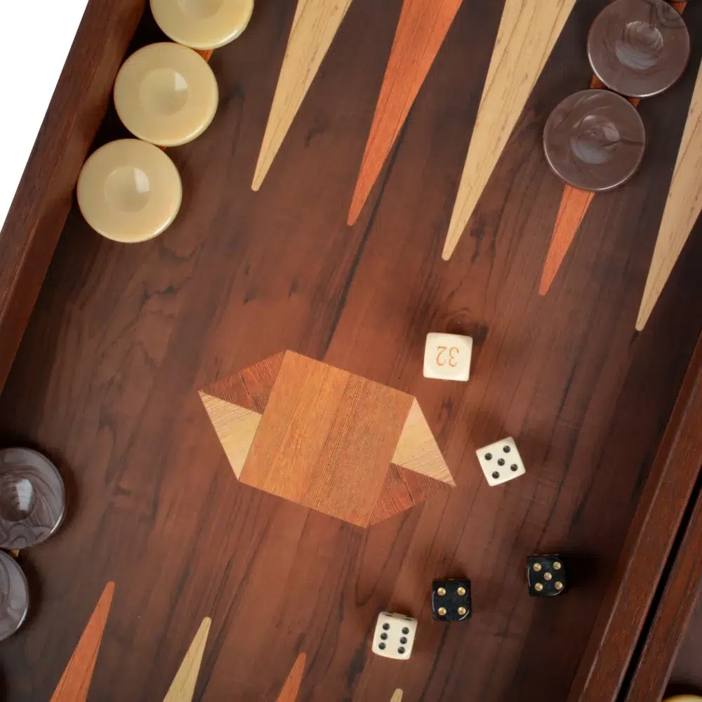 Ensemble de Backgammon avec Motif Géométrique en Bois