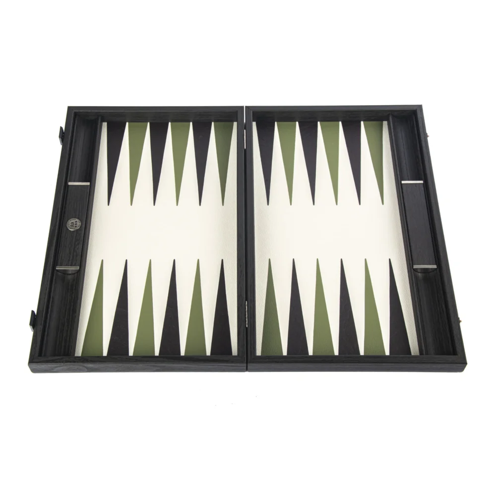 Ensemble de Backgammon en Cuir Olive avec Texture Crocodile