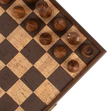 Ensemble d'Échecs en Liège Marron-Naturel – 40x40 cm