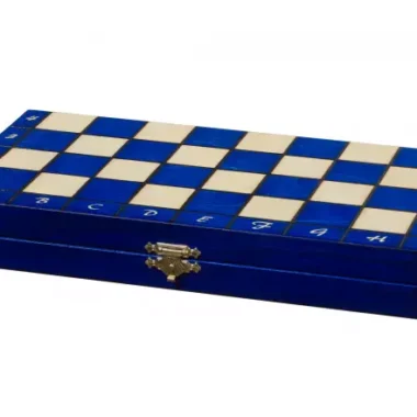 Jeu d’Échecs Magnétique en Bois Bleu et Ivoire – Échiquier Pliable 28 x 28 cm Parfait pour le Voyage