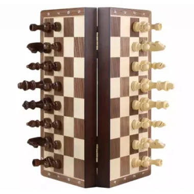 Jeu d’Echecs Magnétique en Noyer et Erable 31 cm – Pièces Staunton Stables et Plateau Portable