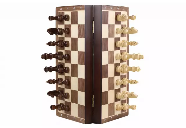 Jeu d’Echecs Magnétique en Noyer et Erable 31 cm – Pièces Staunton Stables et Plateau Portable
