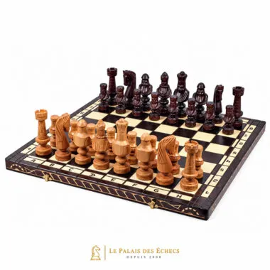 Jeu d'échecs César II en bois, échiquier pliable avec pièces sculptées