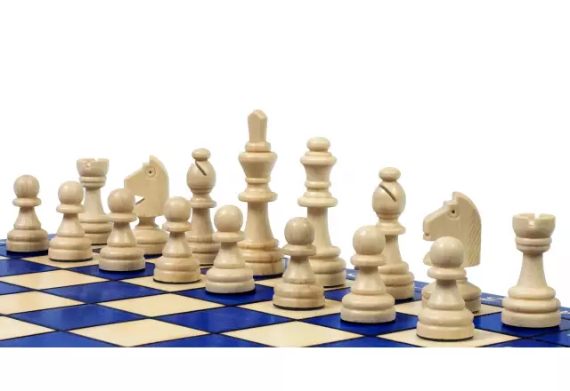 Jeu d’Échecs Magnétique en Bois Bleu et Ivoire – Échiquier Pliable 28 x 28 cm Parfait pour le Voyage