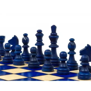 Jeu d’Échecs Magnétique en Bois Bleu et Ivoire – Échiquier Pliable 28 x 28 cm Parfait pour le Voyage