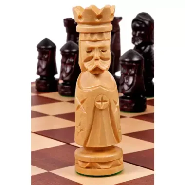 Jeu d’Echecs du Château II Grand Échiquier en Bois Pliable avec Rangement
