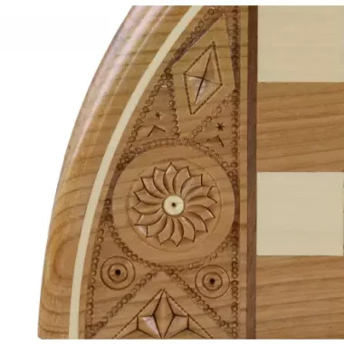 Jeu d’Echecs Rubin – Echiquier Rond Pliable avec Ragnement en Bois Fruitier