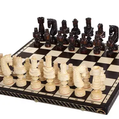 Jeu d’Echecs Geant en Bois "César" 85 x 85 cm avec Rangement