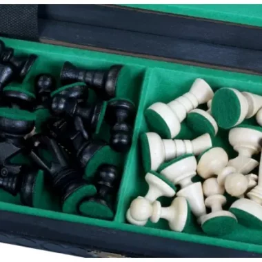 Petit Ensemble de Jeu d’Echecs Pliable en Bois Noir et Ivoire 30 x 30 cm